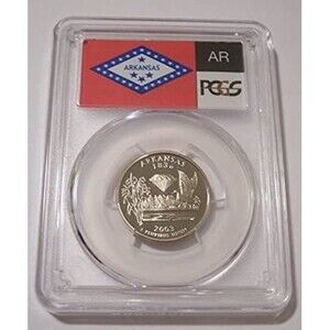 2003 S Clad Arkansas State Quarter Proof PR70 DCAM PCGS Flag Label